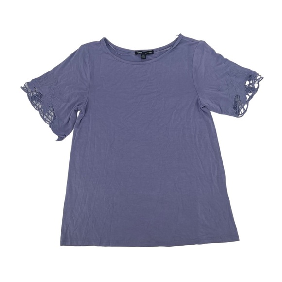 Cable & Gauge Purple Short Lace Sleeve Top Size Small Women’s - Picture 1 of 5